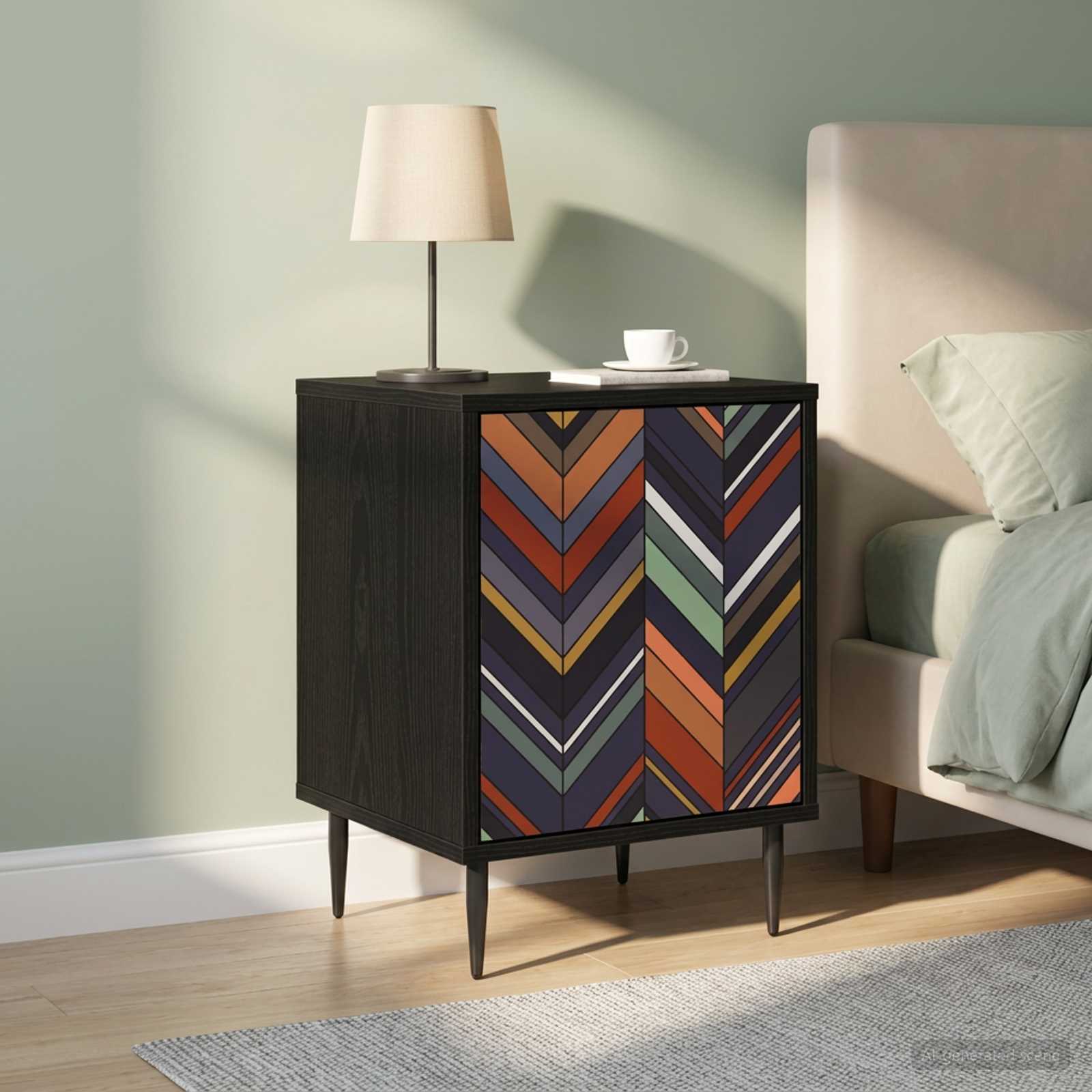 vidaXL Bedside Cabinet OMMEN 2 pcs Black Oak 36 x 33 x 51 cm 1