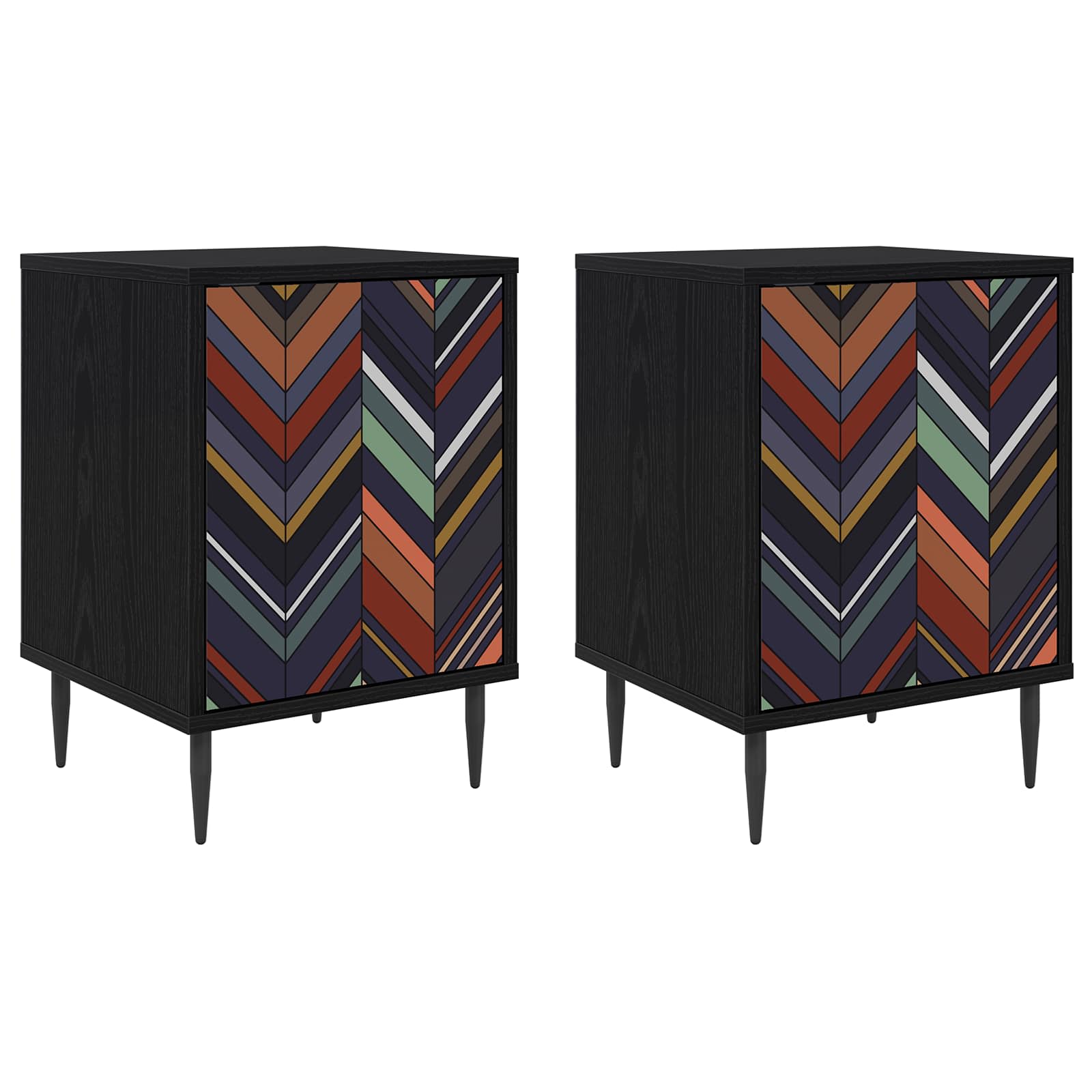 vidaXL Bedside Cabinet OMMEN 2 pcs Black Oak 36 x 33 x 51 cm 2