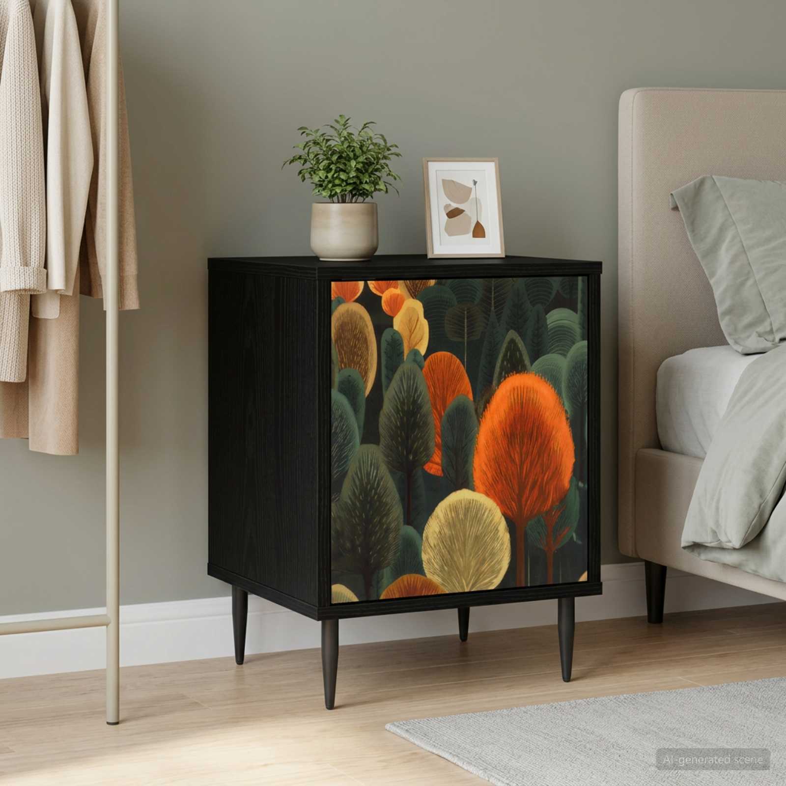 vidaXL Bedside Cabinet ZAANDAM Black Oak 36 x 33 x 51 cm 1