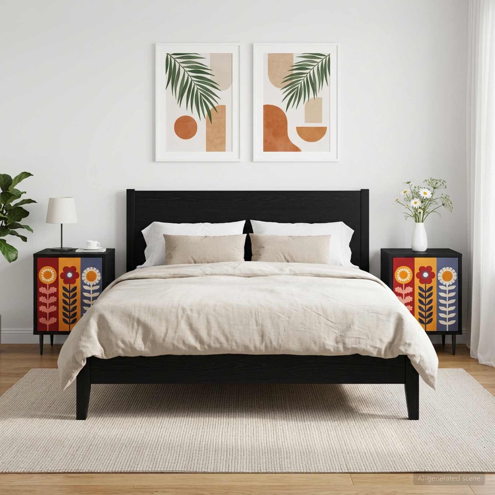 vidaXL Bedside Cabinet ESSEN 2 pcs Black Oak 36 x 33 x 51 cm 4