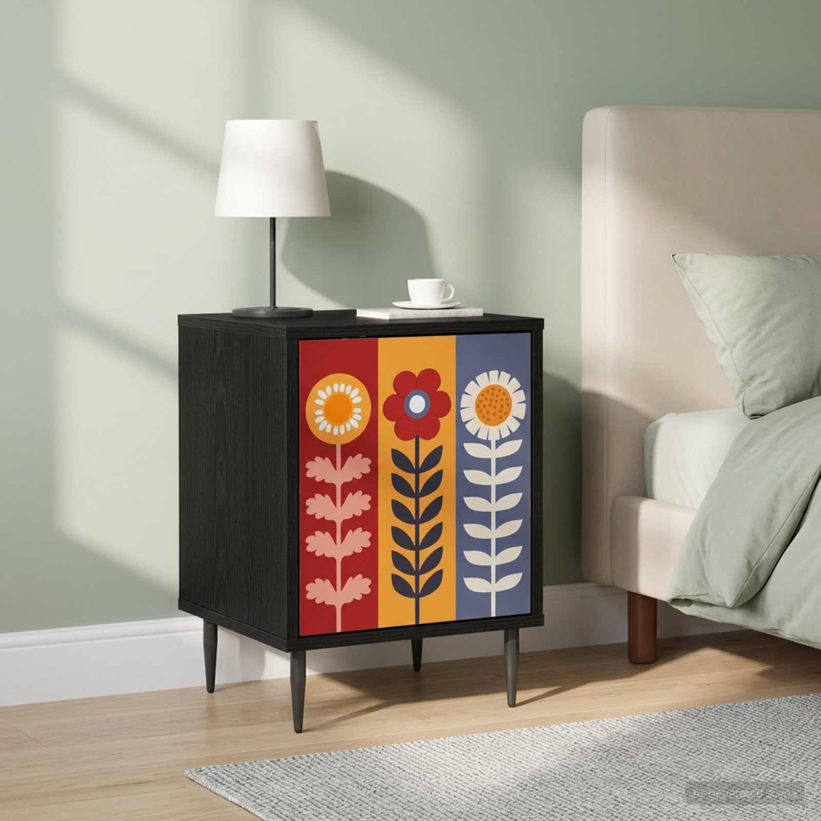 vidaXL Bedside Cabinet ESSEN 2 pcs Black Oak 36 x 33 x 51 cm 1