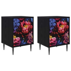 vidaXL Bedside Cabinet KIEL 2 pcs Black Oak 36 x 33 x 51 cm 2