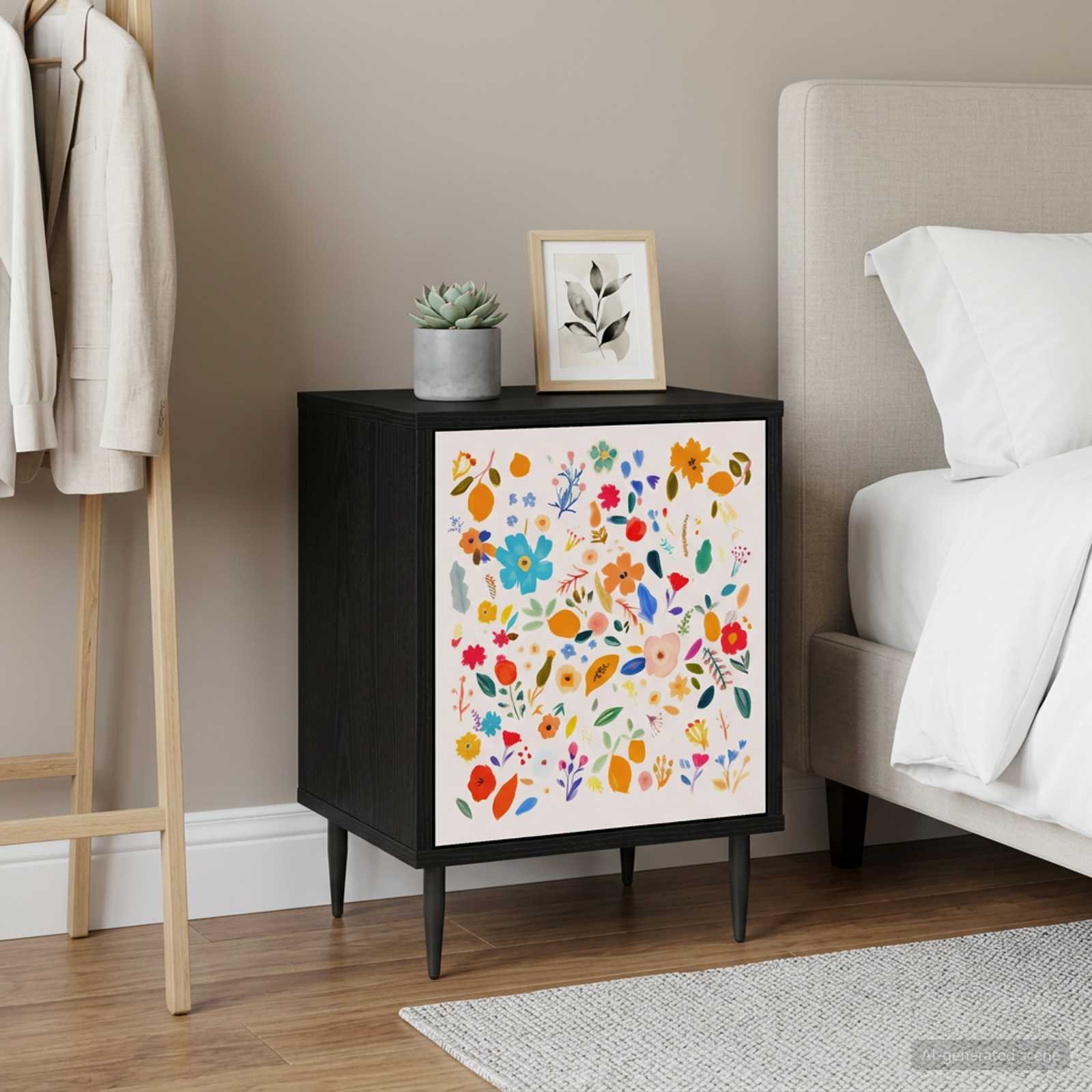 vidaXL Bedside Cabinet MAINZ Black Oak 36 x 33 x 51 cm Engineered Wood 1