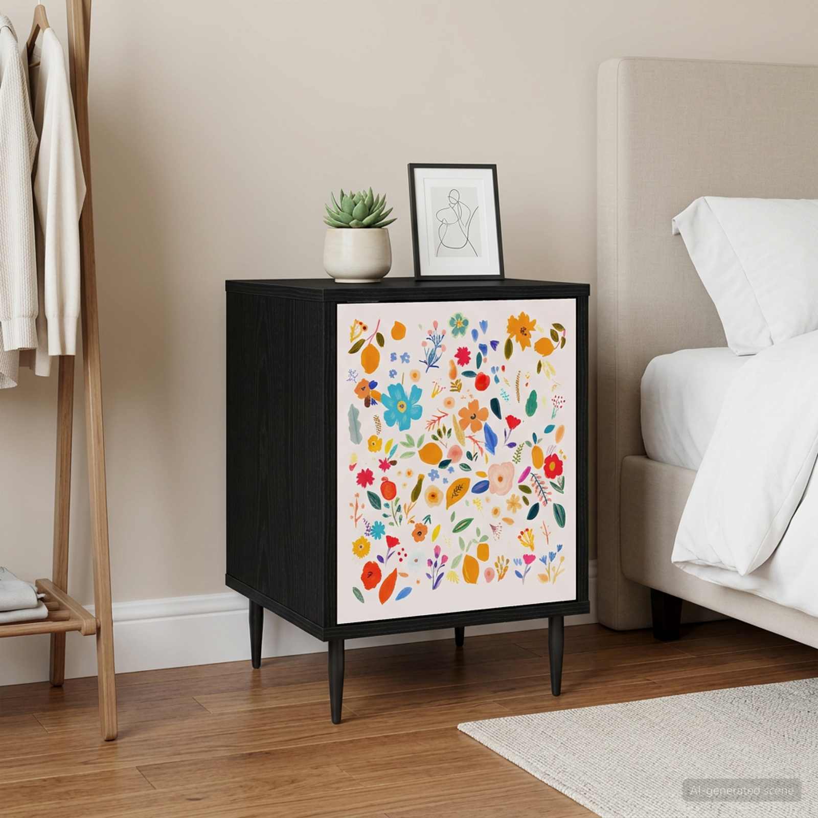 vidaXL Bedside Cabinet MAINZ 2 pcs Black Oak 36 x 33 x 51 cm 4