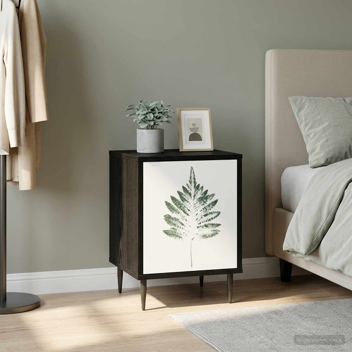 Bedside Cabinet RHENEN Black Oak 1