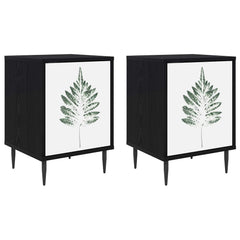 vidaXL Bedside Cabinet HANAU 2 pcs Black Oak 36 x 33 x 51 cm 2