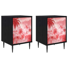 vidaXL Bedside Cabinet AACHEN 2 pcs Black Oak 36 x 33 x 51 cm 2
