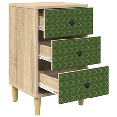 Bedside Cabinet BONN Sonoma Oak 36 x 33 x 60 cm 2 pcs Emerald geometric print