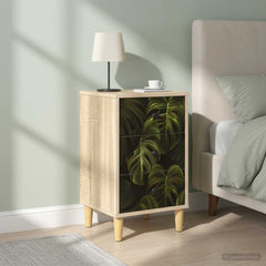 Bedside Cabinet BONN Sonoma Oak 36 x 33 x 60 cm 2 pcs Palm leave print