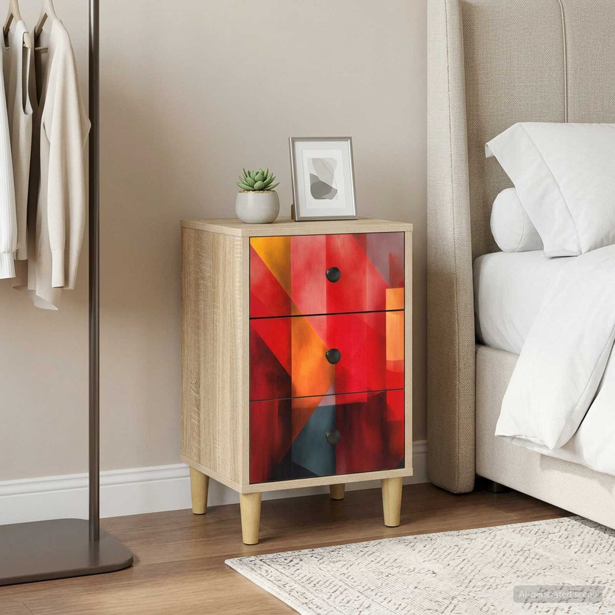 Bedside Cabinet BONN Sonoma Oak 36 x 33 x 60 cm 2 pcs Color block print