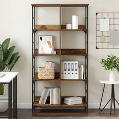 Bookshelf 4-Tier 78.5 x 33 x metal PB Height 153 cm Old wood