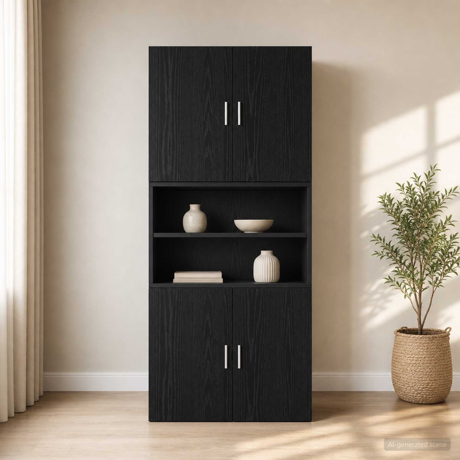 vidaXL Wall Cabinet Black Oak 80 x 42.5 x 64 cm Engineered Wood 1