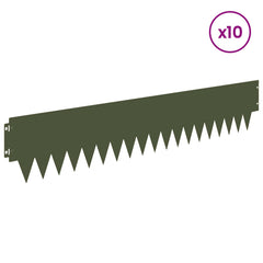 vidaXL Lawn Edging 10 pcs 103 x 20 cm Steel Olive Green 3