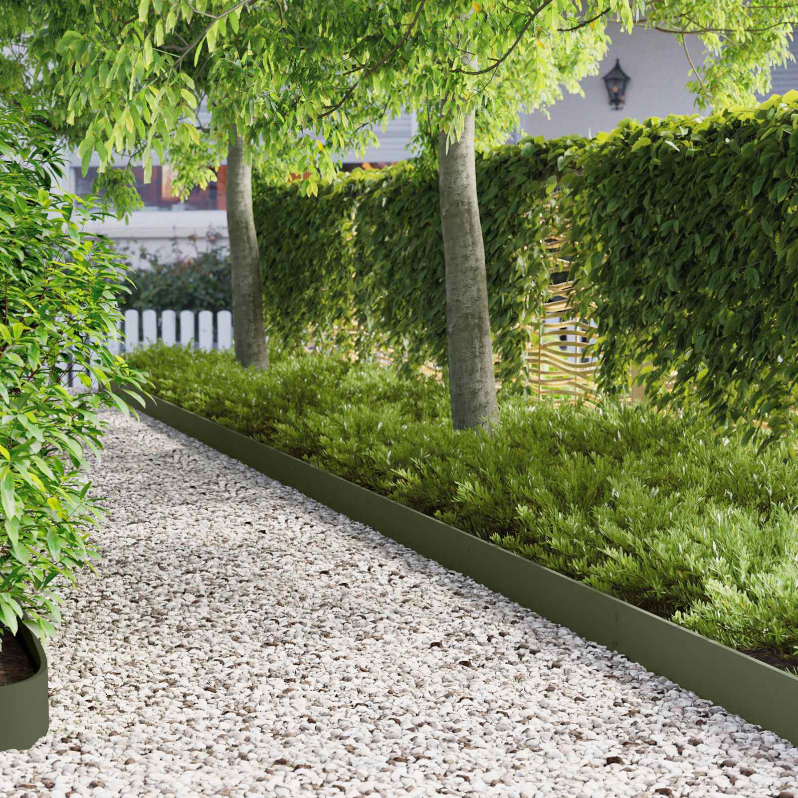 vidaXL Lawn Edging 10 pcs 103 x 15 cm Steel Olive Green 1