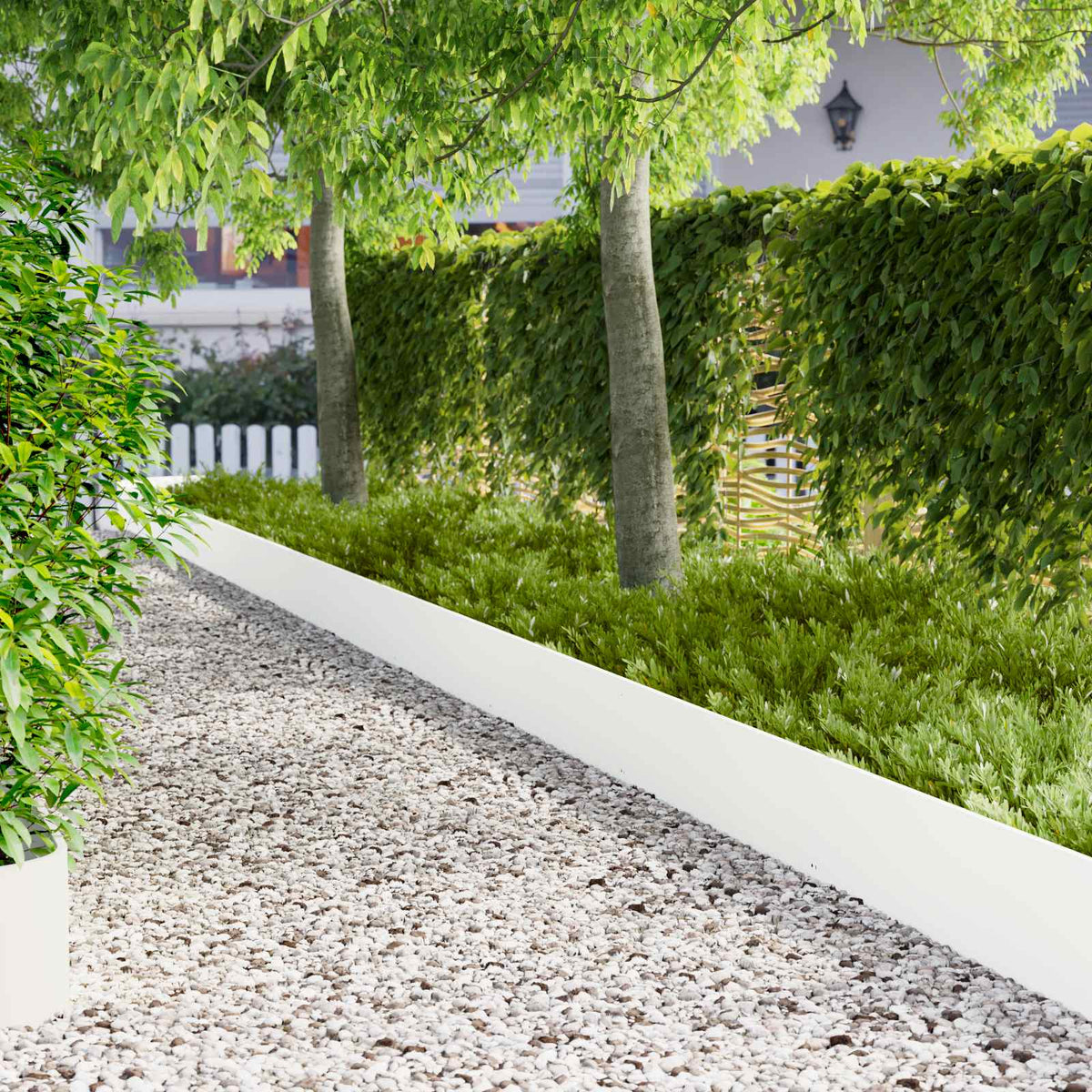 Lawn Edging 103 x Steel 10 pcs Height 30 cm White