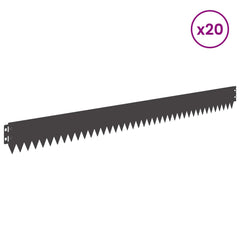 vidaXL Lawn Edge with Top Fold 20 pcs 103x10cm Steel Black 3