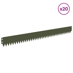 vidaXL Lawn Edging 20 pcs 103 x 10 cm Steel Olive Green 3