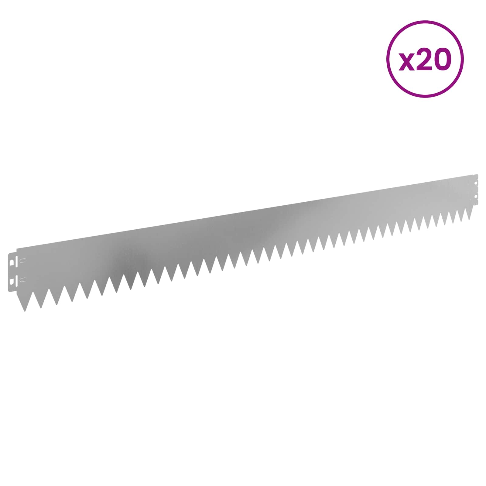 vidaXL Lawn Edging 20 pcs 103 x 10 cm Steel Silver 3