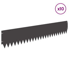 vidaXL Lawn Edge with Top Fold 10 pcs 103x20cm Steel Black 3