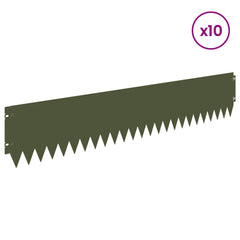 vidaXL Lawn Edging 10 pcs 103 x 20 cm Steel Olive Green 3