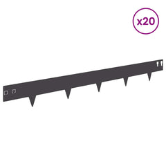 vidaXL Lawn Edging 20 pcs 100 x 12 cm Steel Black 3