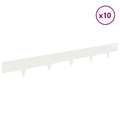 vidaXL Lawn Edging 10 pcs 100 x 12 cm Steel White 3