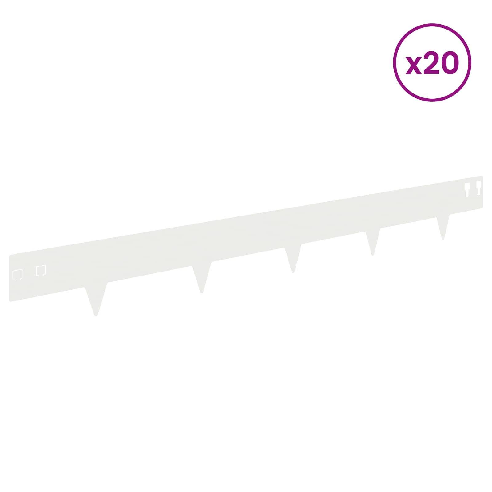 vidaXL Lawn Edging 20 pcs 100 x 12 cm Steel White 3