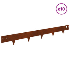 vidaXL Lawn Edge with Sharp Points 10 pcs 100x12cm Steel Rusty 3