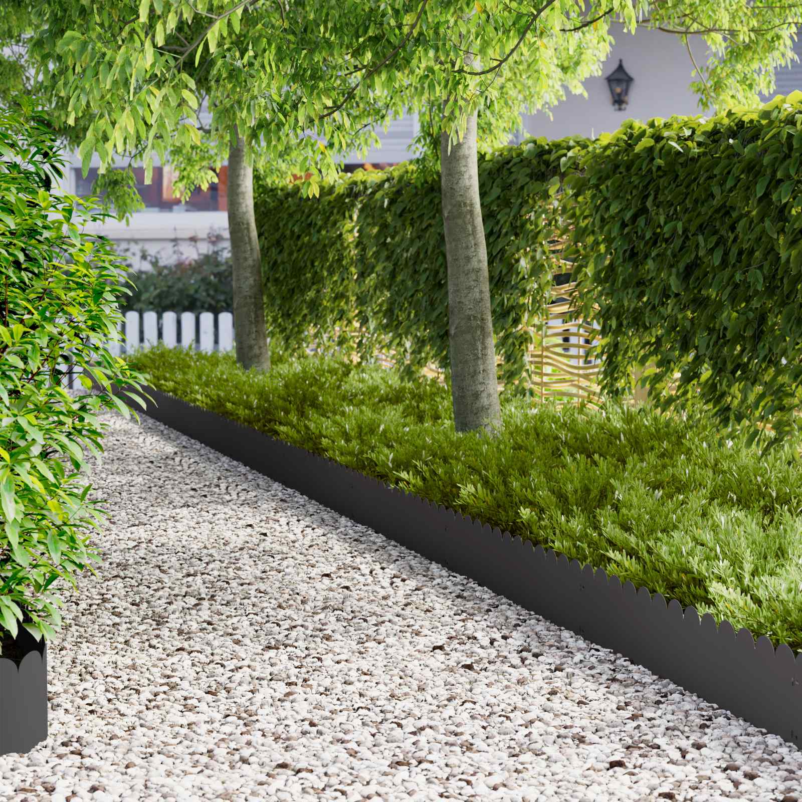vidaXL Lawn Edging 10 pcs 103 x 25 cm Steel Black 1