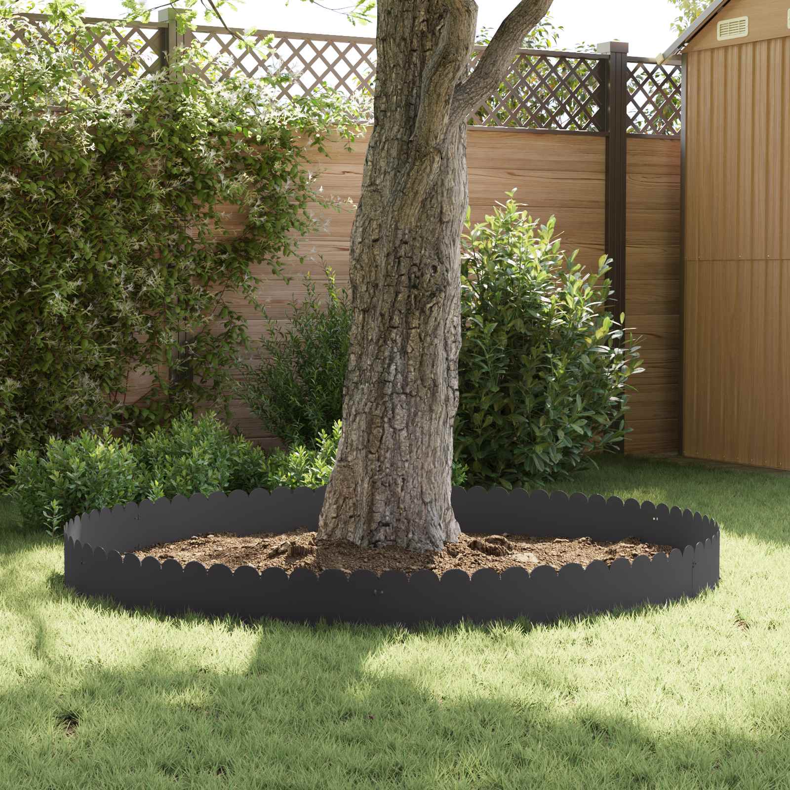 vidaXL Lawn Edging 10 pcs 103 x 25 cm Steel Black 4