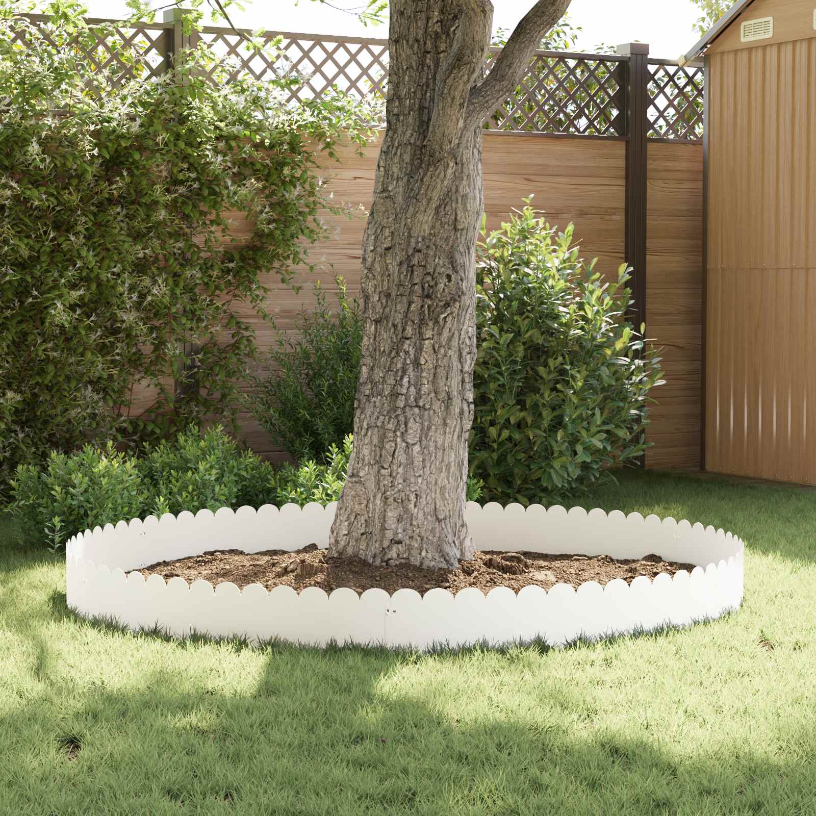 vidaXL Lawn Edging 10 pcs 103 x 25 cm Steel White 4