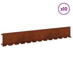 vidaXL Lawn Edging 10 pcs 102 x 15 x 4 cm Steel Rusty 3