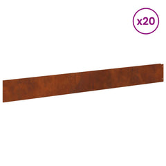 vidaXL Lawn Edging 20 pcs 100 x 12 cm Steel Rusty 3