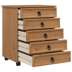 vidaXL Rolling Cabinet with Drawers CORONA Honey Brown 3