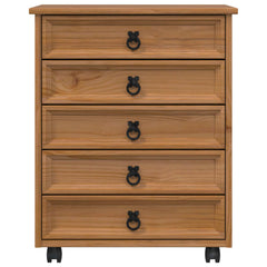 vidaXL Rolling Cabinet with Drawers CORONA Honey Brown 4