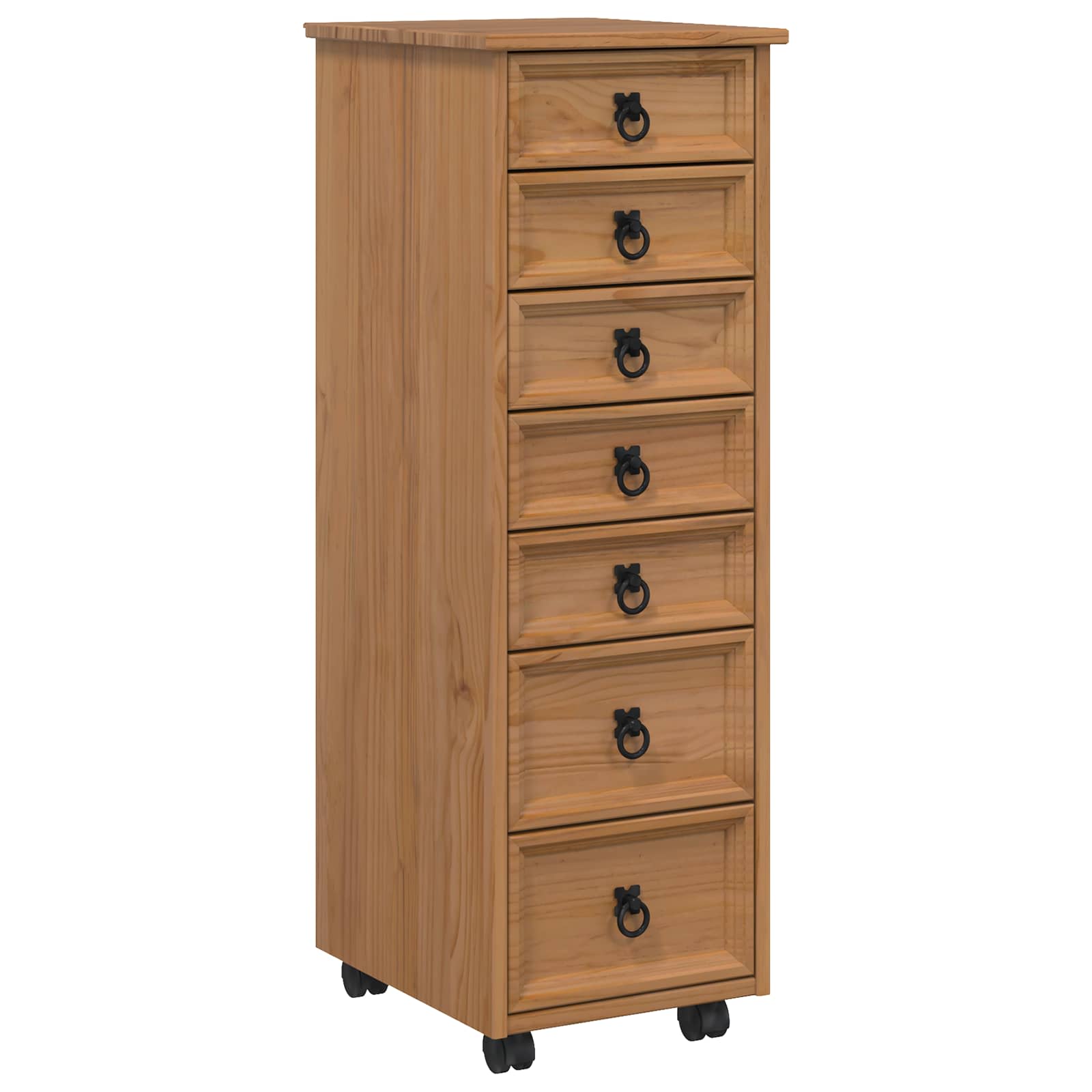vidaXL Rolling Cabinet with Drawers CORONA Honey Brown 2