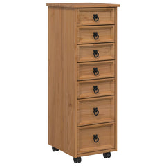 vidaXL Rolling Cabinet with Drawers CORONA Honey Brown 2