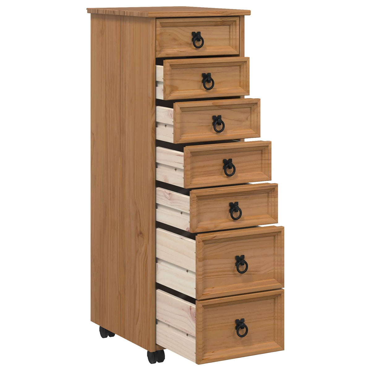 Rolling Cabinet with Drawers CORONA Honey brown 34 cm