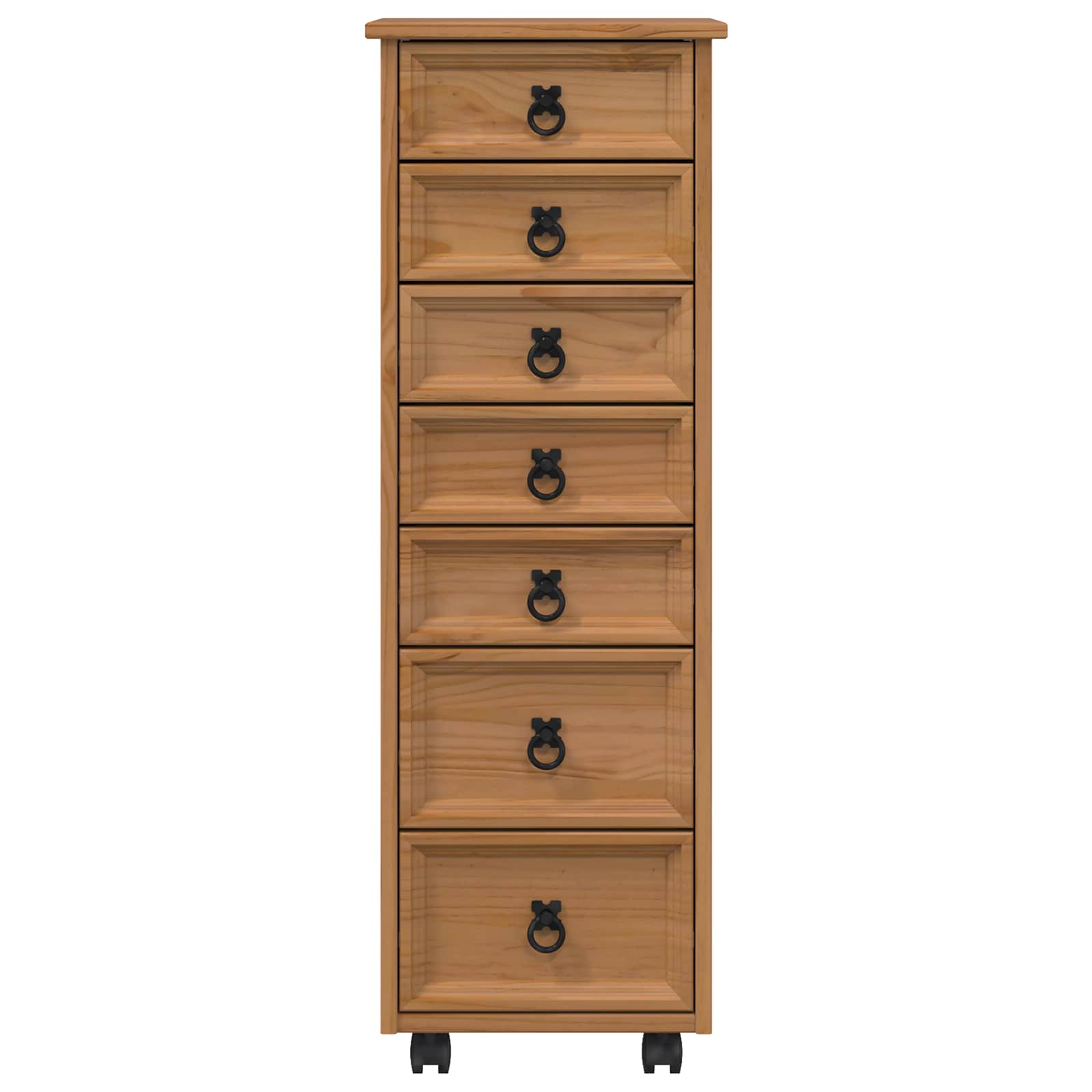 vidaXL Rolling Cabinet with Drawers CORONA Honey Brown 4