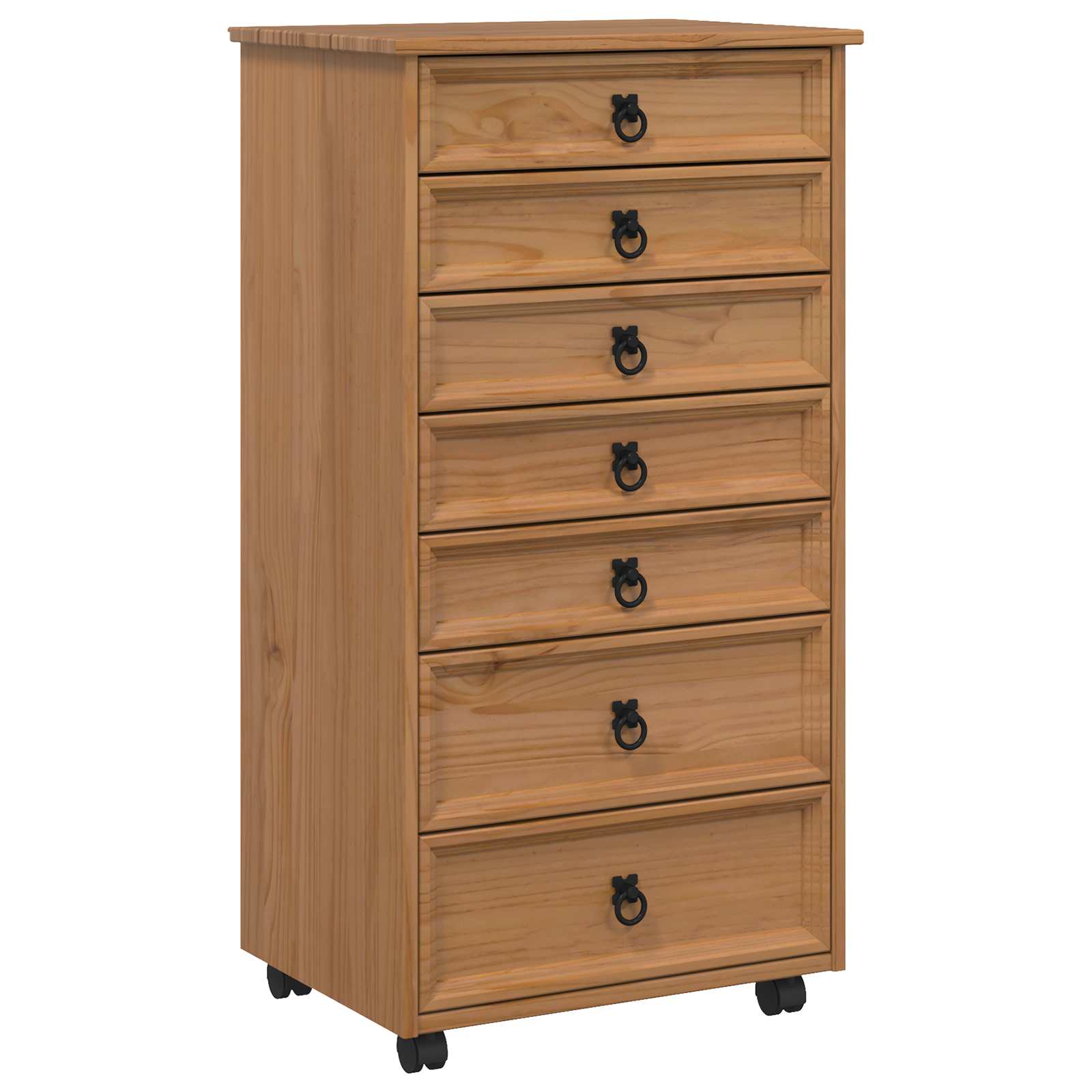 vidaXL Rolling Cabinet with Drawers CORONA Honey Brown 2