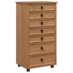 vidaXL Rolling Cabinet with Drawers CORONA Honey Brown 2