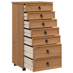 vidaXL Rolling Cabinet with Drawers CORONA Honey Brown 3