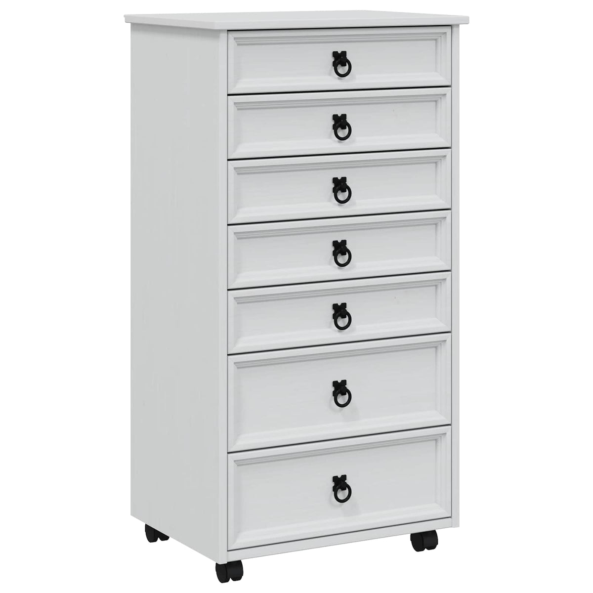 Rolling Cabinet with Drawers CORONA White 53 cm