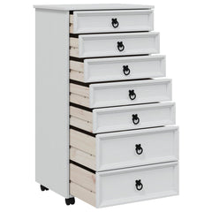 Rolling Cabinet with Drawers CORONA White 53 cm