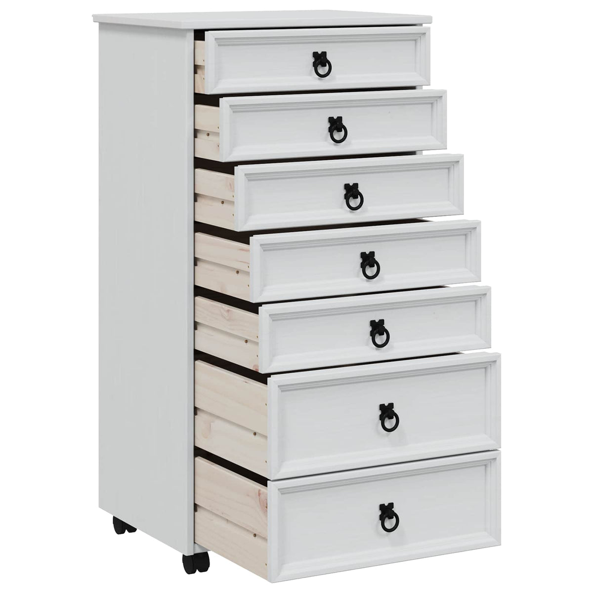 Rolling Cabinet with Drawers CORONA White 53 cm