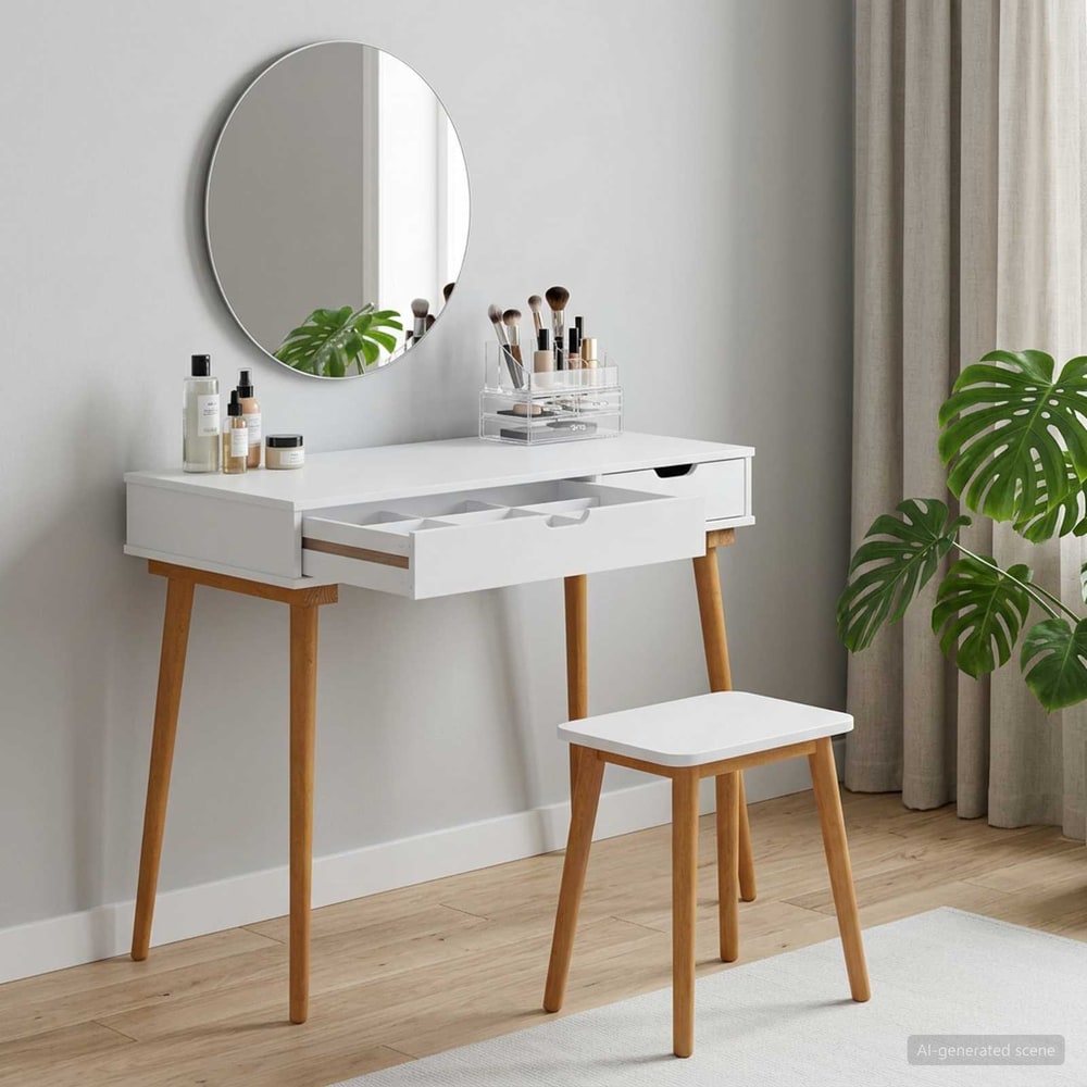 vidaxl Dressing Table FAUSKE White 100 x 50 x 78 cm 1