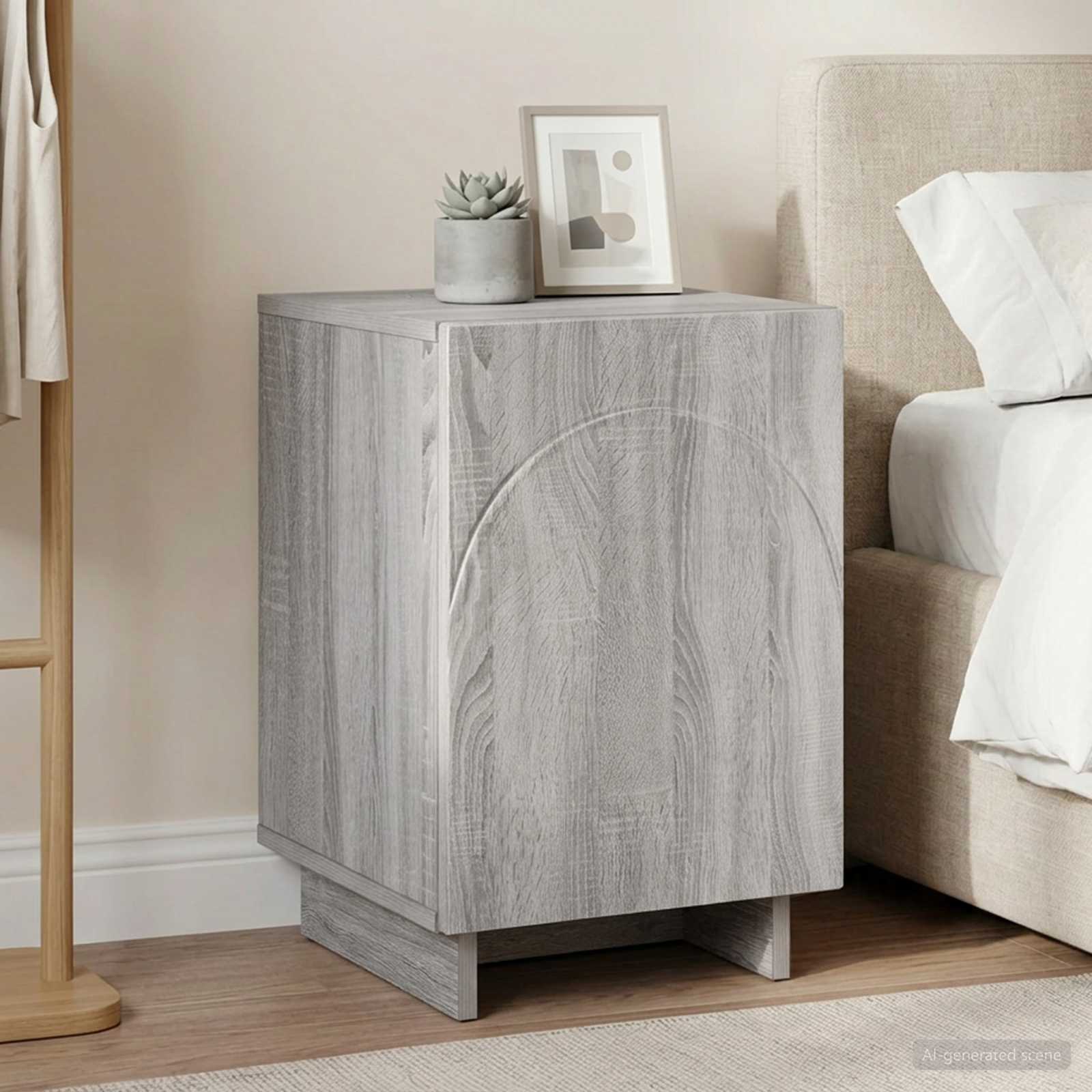 vidaXL Bedside Cabinet Grey Sonoma 33.5 x 34.5 x 50 cm Engineered Wood 1