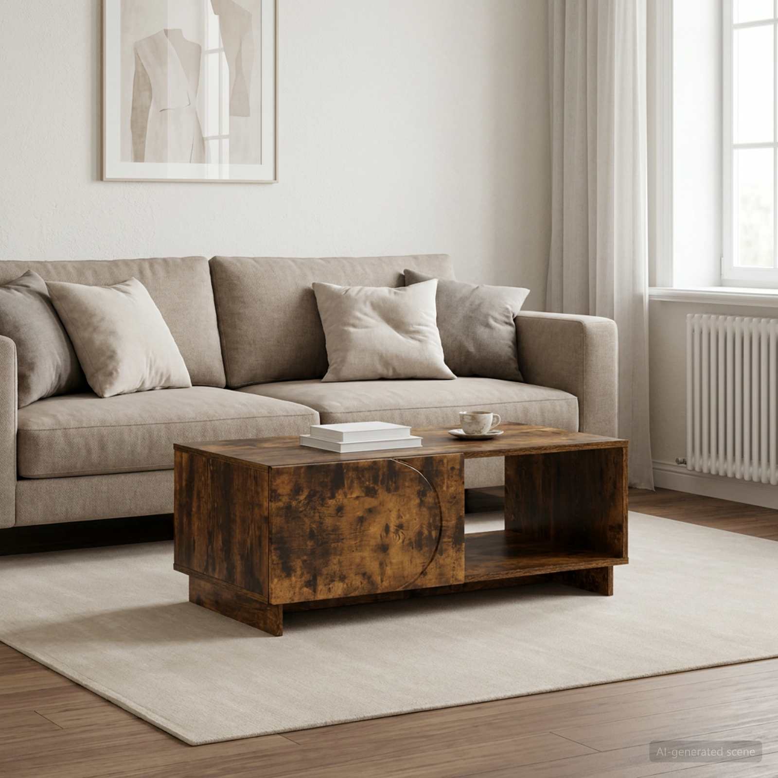 vidaXL Coffee Table Smoked Oak 95 x 50.5 x 35 cm Engineered Wood 1