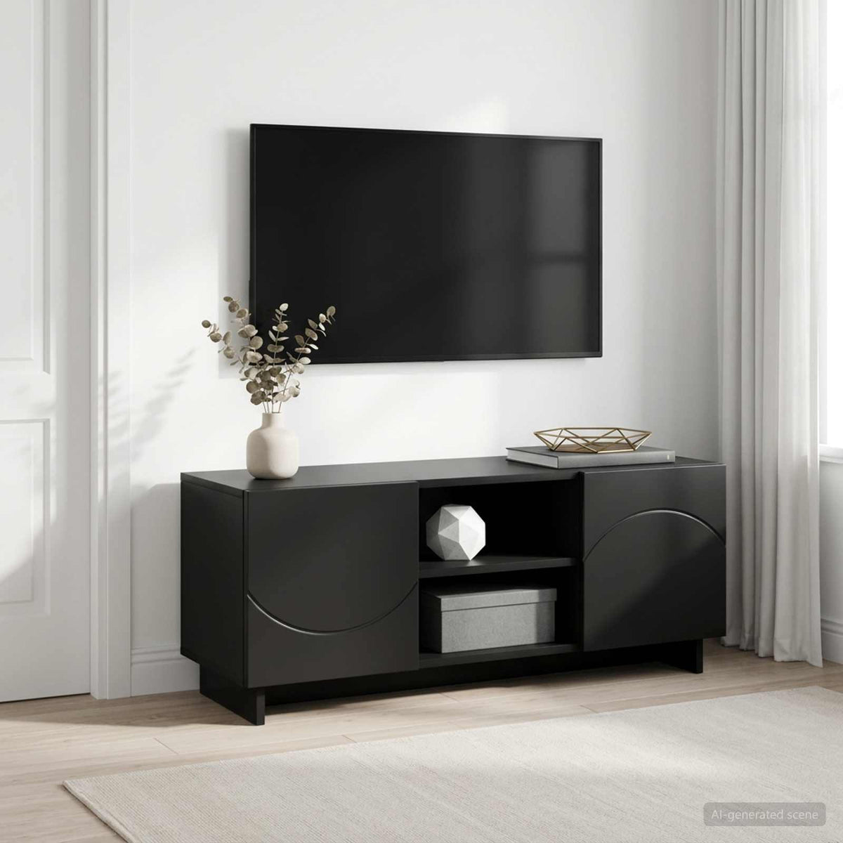 TV Stand Engineered Wood 90 x 34.5 x 40 cm Black