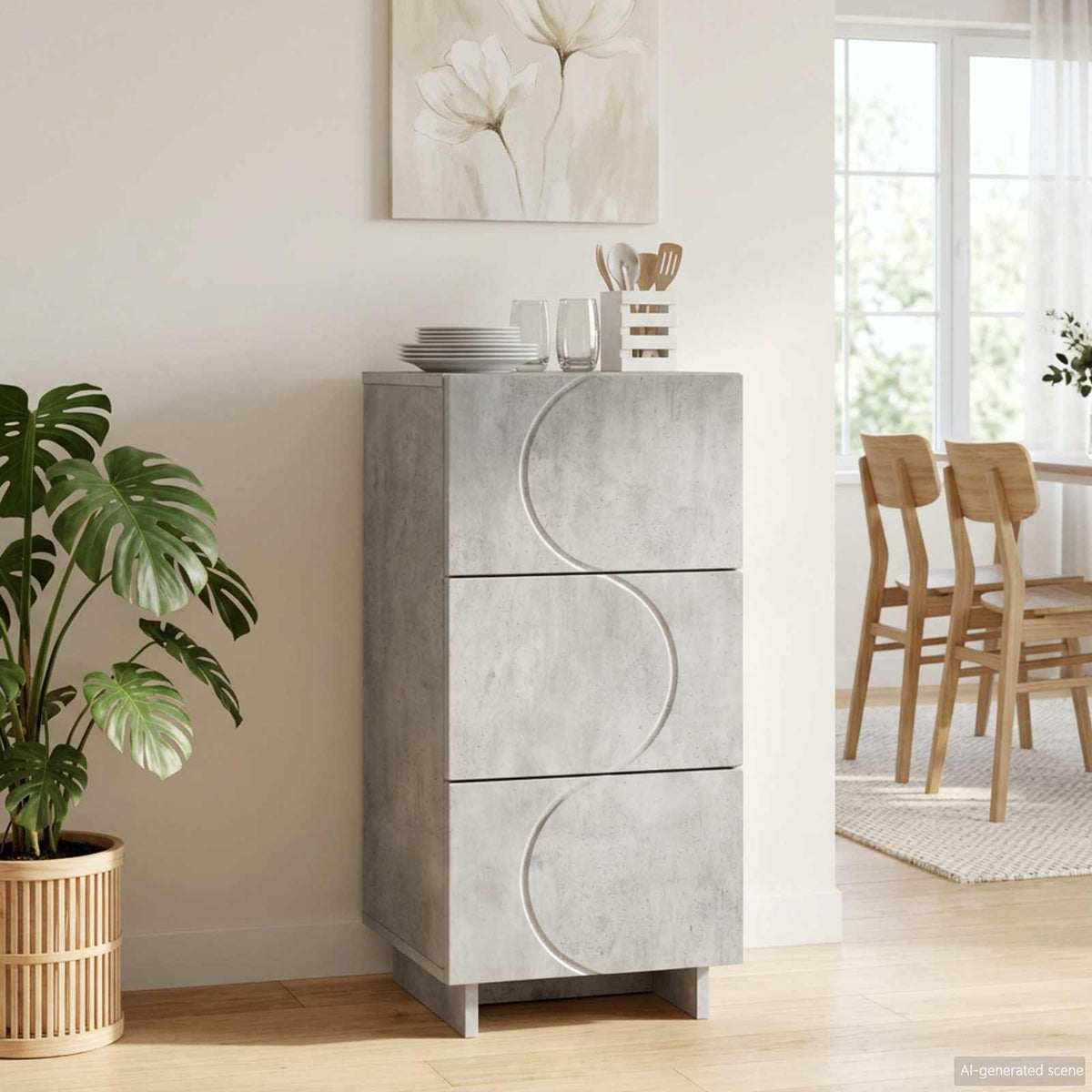 Sideboard 33.5 x 34.5 x 75 cm Engineered Wood Concrete grey